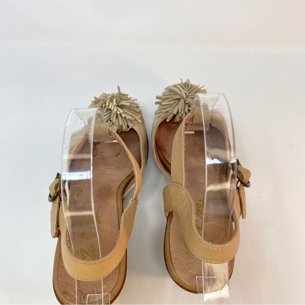 Miz Mooz Beige Leather Monette T Strap Pumps High Heel Shoes Size 8 Womens Pom - Picture 10 of 14